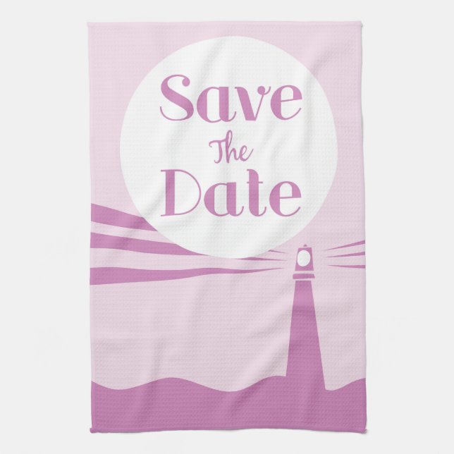 Save the Date Wedding Vintag Lighthouse Geschirrtuch (Vertikal)