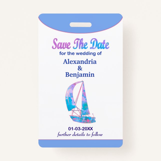 Save the Date Wedding Watercolor Ausweis (Vorderseite)