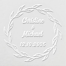 Save the Date Wedding Wreath Names Embosser