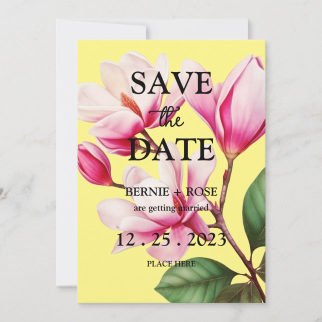 SAVE THE DATE WEDING PINK BLUME EINLADUNG (Vorderseite)