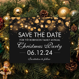 Save the Date Weihnachts-Gold-Sparklingstars Ankündigungspostkarte