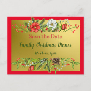 Save the Date Weihnachtsessen für Familien einlade Postkarte