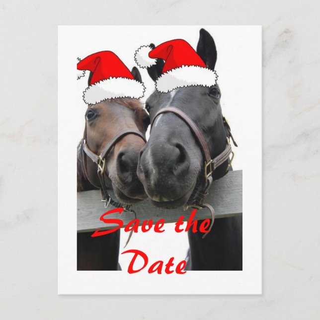 Save the Date/Weihnachtspferde Ankündigungspostkarte (Vorderseite)