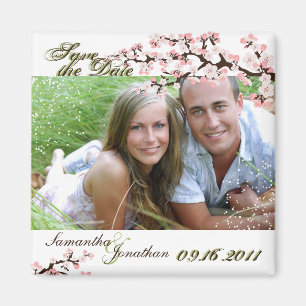 Save the Date weises Grün-Kirschblüten-Magnet Magnet