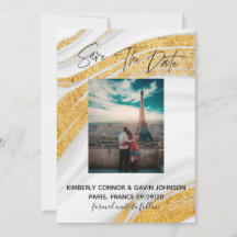 Save The Date |Weiss, Grau und Gold Achat Geode