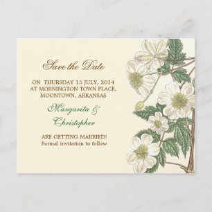Save the Date weiße Blume elegante Postkarten