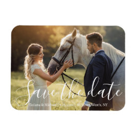 Save the Date weiße handgeschriebene Hochzeitsfeie Magnet