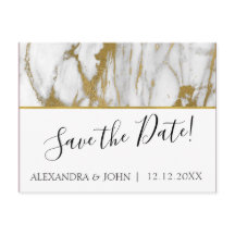 Save the Date weißer und goldfarbener Marmor