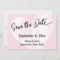 Save the Date Weißes Wasserfarbenherz auf rosa Kar