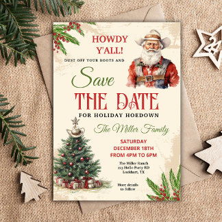 Save The Date Western Holiday Hoedown Invitation, Cowboy Père No