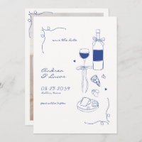 Whimsical amusant main dessinée Frame Vin Mariage 
