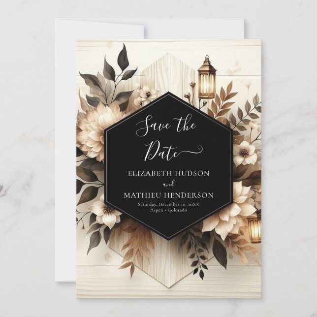 Save The Date Whimsical Floral Rustic Mariage (Devant)