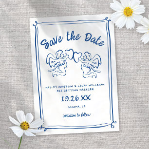 Save The Date Whimsical Illustré Cupid moderne Mariage amusant