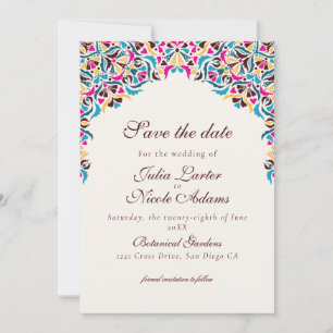 Save The Date Whimsical Luxury ivoire Floral Style Mariage front