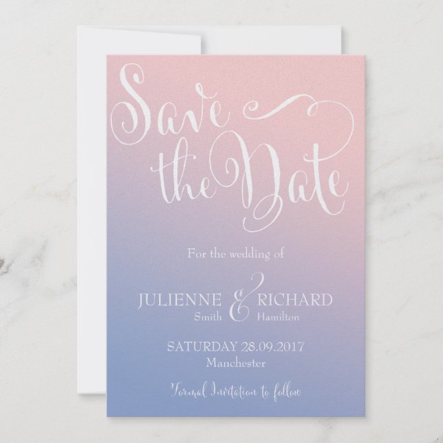Save The Date Whimsical Ombre Fairytale Wedding Enregistrer la d (Devant)