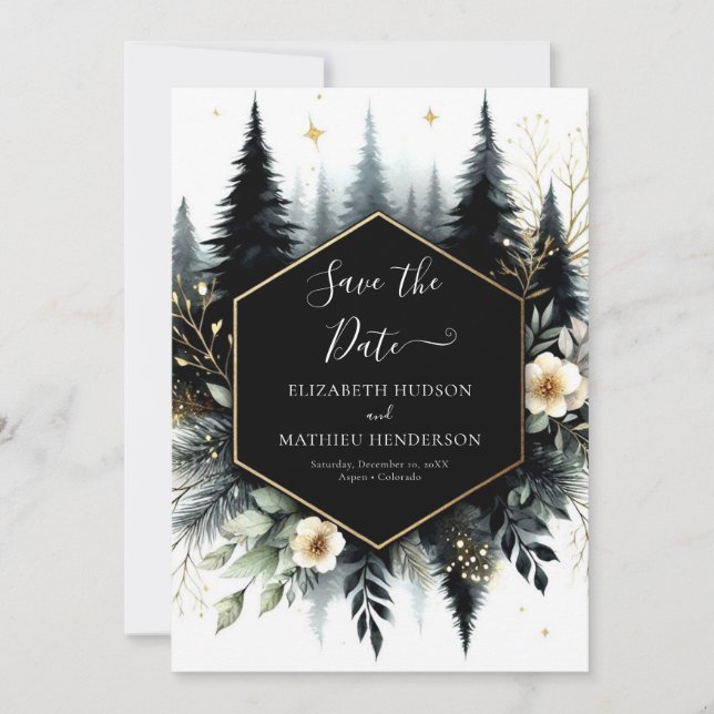 Save The Date Whimsical Printable Enchanted Mariage forestier (Devant)