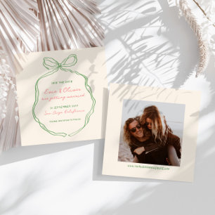 Save The Date Whimsky Quirky manuscrit Mariage Bow