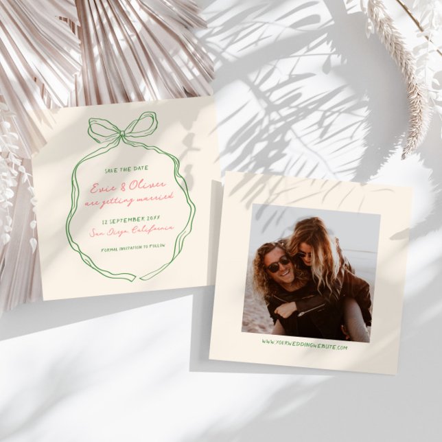 Save The Date Whimsky Quirky manuscrit Mariage Bow (Créateur téléchargé)