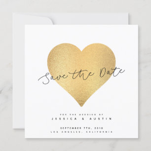 Save The Date Whimsy Faux Gold Heart Enregistrer La Date