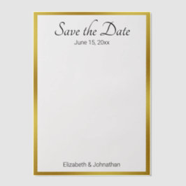 Save the Date White and Gold Elegante Wedding