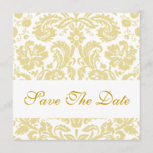 Save the Date White Cream Floral Damask
