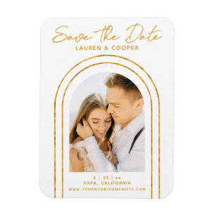 Save the Date White Gold Stilvolle Art Deco Hochze Magnet