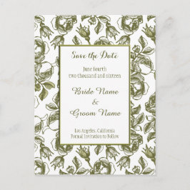 Save the Date White Imitats Gold Rose Postcard Ankündigungspostkarte