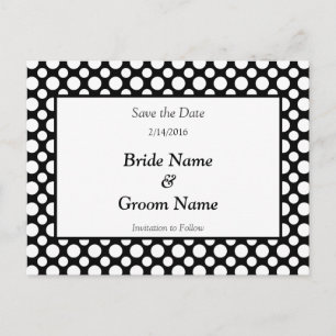 Save the Date White Polka Dot Postcard Ankündigungspostkarte