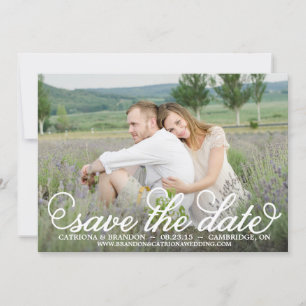 Save The Date White Whimsical Script Enregistrer la date annonce