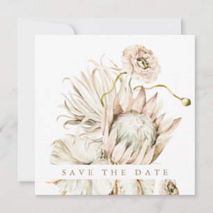 Save The Date Wild Boho Protea Pampas Grass Mariage Photo Carré