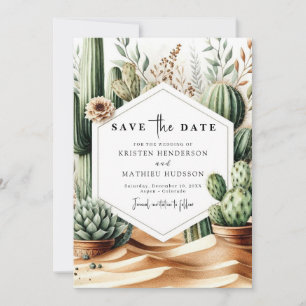 Save The Date Wild West Romantic Cactus Mariage