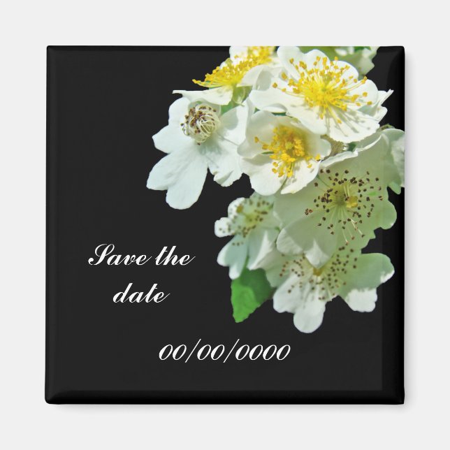 Save the Date Wildblume der White Multiflora Rose Magnet (Vorne)
