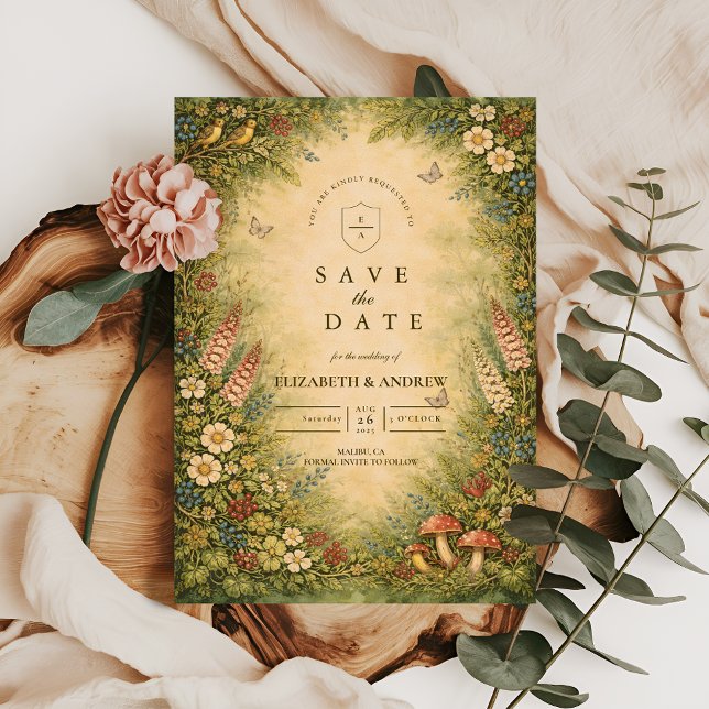 Save The Date Wildflower Woodland Garden Wedding (Créateur téléchargé)