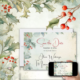 Save The Date   Winter Holy und Berries Einladung