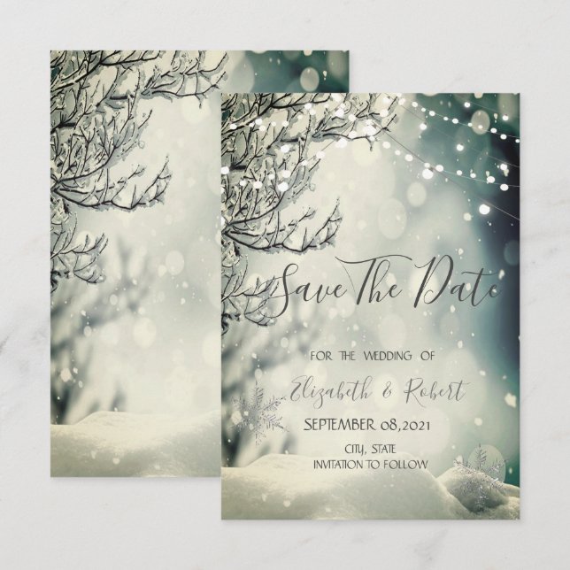 Save The Date Winter Wonderland Wedding Enregistrer La Date (Devant / Derrière)