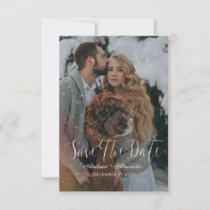 Save the Date Winterhochzeit mit Schneeeffekt