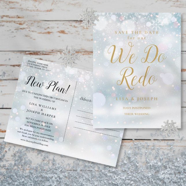 Save the Date Wir machen Redo Winter Event Gold Sc Postkarte (Von Creator hochgeladen)