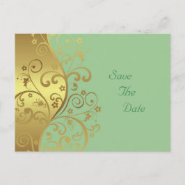 Save the Date - Wirbel aus Gold und Meeresfrüchte Ankündigungspostkarte