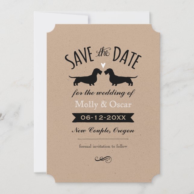 Save The Date Wire Haired Dachshunds Mariage Enregistrer la date (Devant)