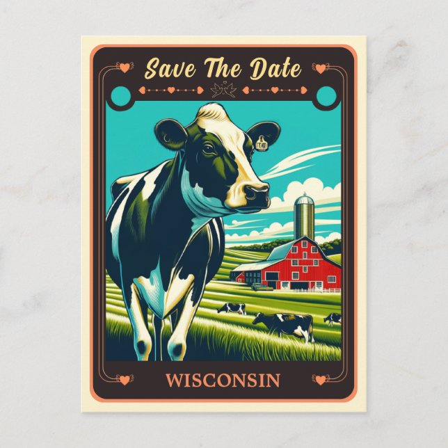 Save The Date | Wisconsin Einladung Postkarte (Vorderseite)