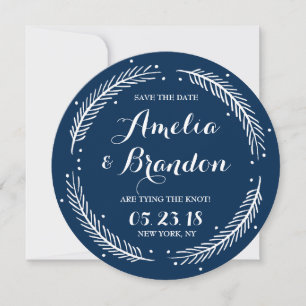Save The Date Wreath d'hiver lunatique de la Marine Enregistrer 
