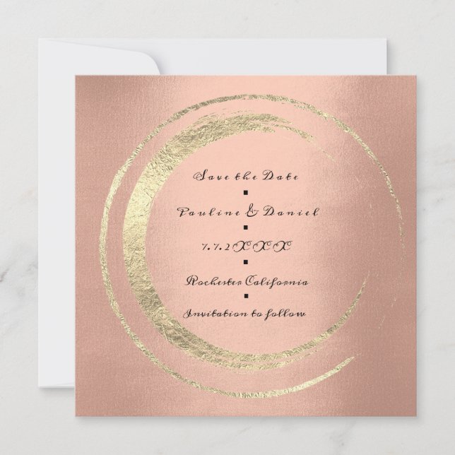 Save the Date Wreath Peach Lmon Golden Circles (Vorderseite)