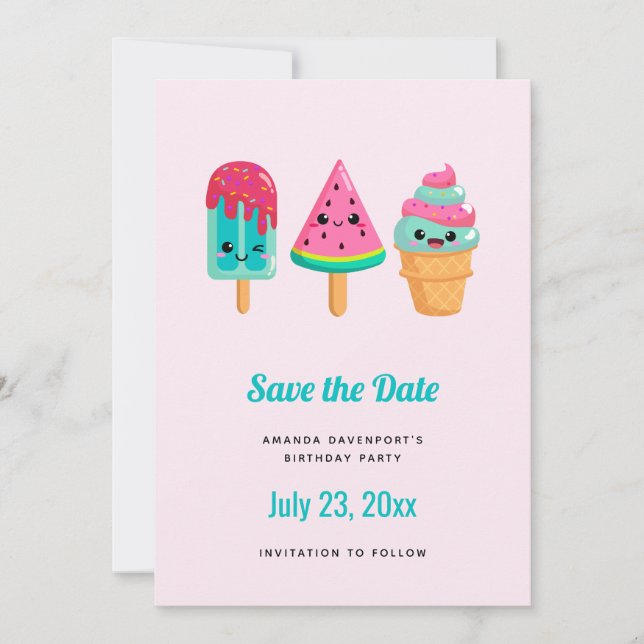 Save The Date Yummy Ice Cream Trio Vibe été (Devant)