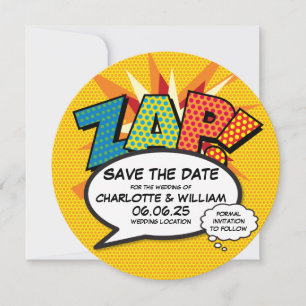 Save The Date ZAP Enregistrez la date Fun rétro bande dessinée P