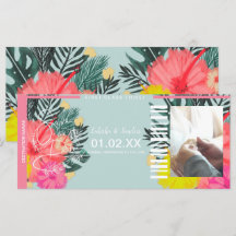 Save the Date Zielflugschein Hibisken Floral
