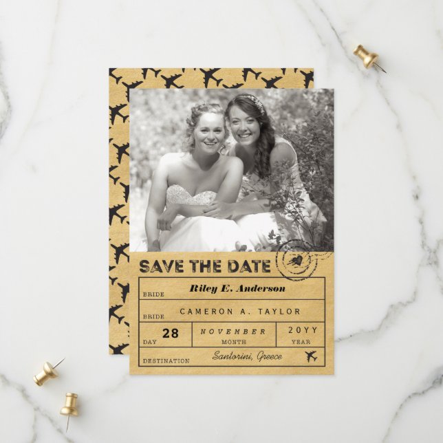 Save the Date Zielmarke Foto-Karte (Vorderseite/Rückseite Beispiel)
