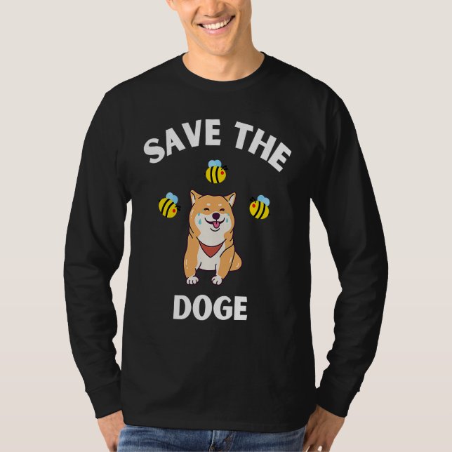 Save The Doge Cute Doge With Bees Gamer Gaming T-Shirt (Vorderseite)