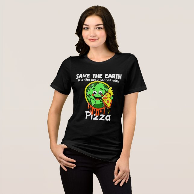 Save The Earth Funny Pizza T-Shirt Tri-Blend Shirt (Vorderseite voll)