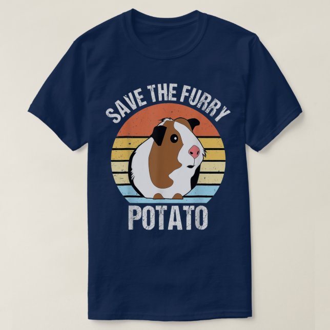 Save the fluffy potato Funny guinea pig  T-Shirt (Design vorne)