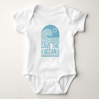 Save the ocean activist beach retro blue aesthetic baby strampler